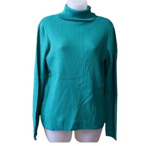 Charter Club Teal Cable Knit Turtle Neck Sweater LG